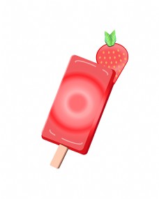 草莓冰淇淋手绘插画