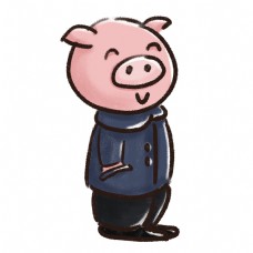 猪年动物可爱猪手绘插画psd