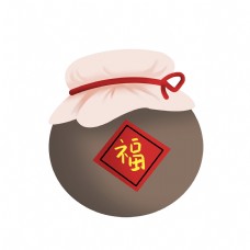 红房子春节罐子厨房调味喜庆食物中国红团年PNG