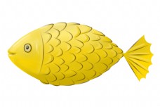 新年黄色的金鱼插画