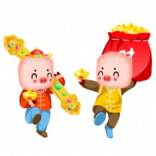 新年金猪边框插画