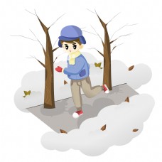冬季运动手绘卡通人物PNG素材