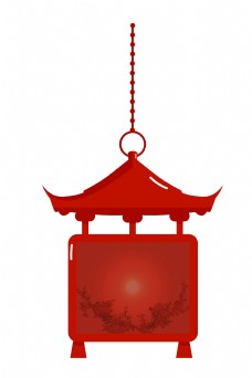 红色建筑灯笼插画