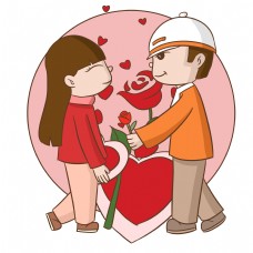 情人节情侣和玫瑰花