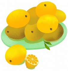 美味水果柠檬橘子插画