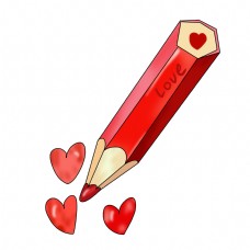 爱情红色的铅笔插画