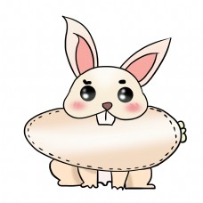 手绘吃萝卜的兔子插画
