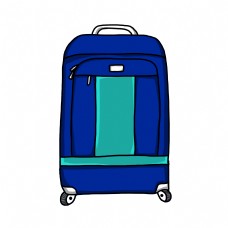 深蓝色行李箱插画
