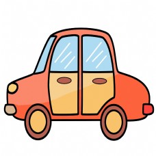 卡通橙色小轿车插画