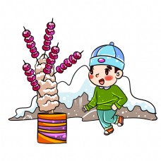 度假农历新年糖葫芦手绘插画