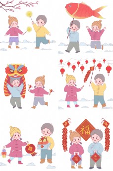 中国新年新年2019年过年中国年过节习俗男孩女孩