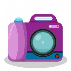 卡通手绘紫色照相机插画