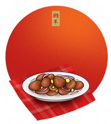 传统文字中国新年传统美食红色文字框