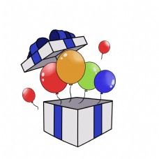 卡通节日促销气球礼盒插画