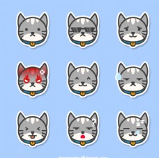 矢量猫表情符号的面部表情