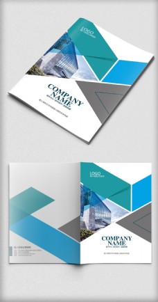 蓝色简约企业地产金融互联网画册封面模板