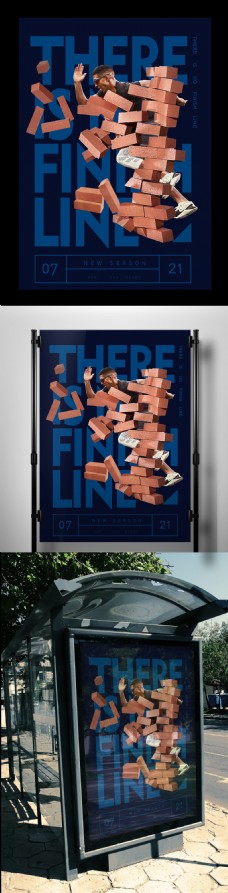 2017蓝色运动冲刺宣传语国外创意海报