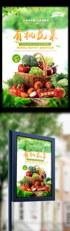 2017年绿色清新有机蔬菜宣传海报