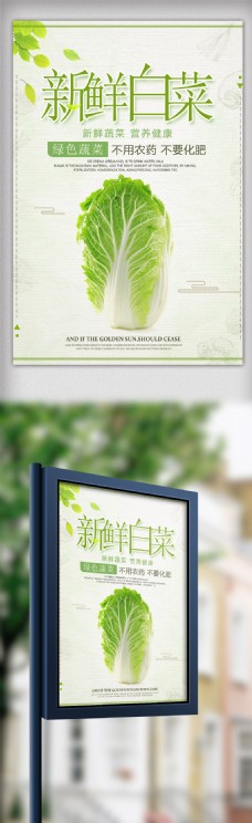 绿色蔬菜绿色简约清新食品蔬菜健康白菜海报设计
