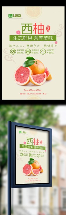 西柚水果餐饮海报