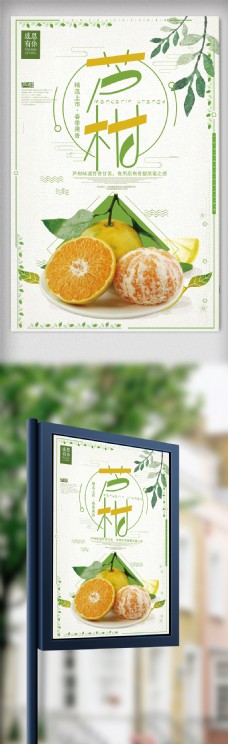 简约清新芦柑水果促销海报