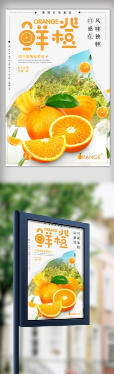 美味食品美味鲜橙果园脐橙食品水果海报