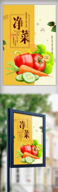 创意时尚净菜蔬菜宣传海报设计模板