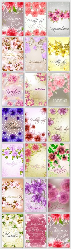 矢量花卉多款花卉海报常用矢量背景素材