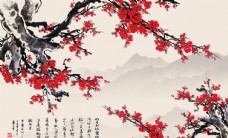 中式梅花玄关屏风背景底纹素材艺
