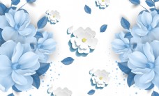 花纹风景立体蓝色花朵玄关屏风背景墙底纹