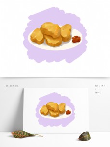 动物食品手绘原创动漫素材食物快餐食品炸鸡块