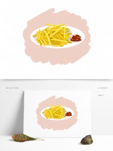动物食品手绘原创动漫素材食物快餐食品油炸薯条土豆
