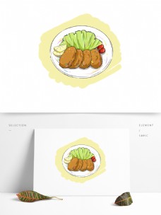 动物食品手绘原创动漫食品素材日式食物可乐饼土豆饼