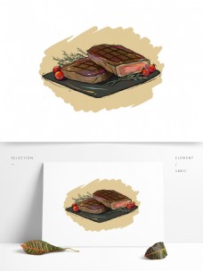 动物食品手绘原创动漫素材食品西式食物牛排牛扒