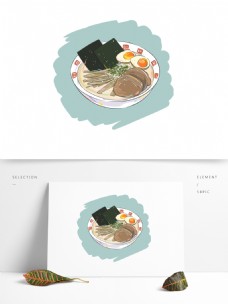 动物食品手绘原创动漫食品素材日式食物日式叉烧拉面
