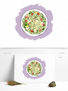 动物食品手绘原创动漫素材食品西式食物蔬菜沙拉