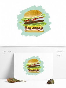动物食品手绘原创动漫素材食物快餐食品牛肉芝士汉堡